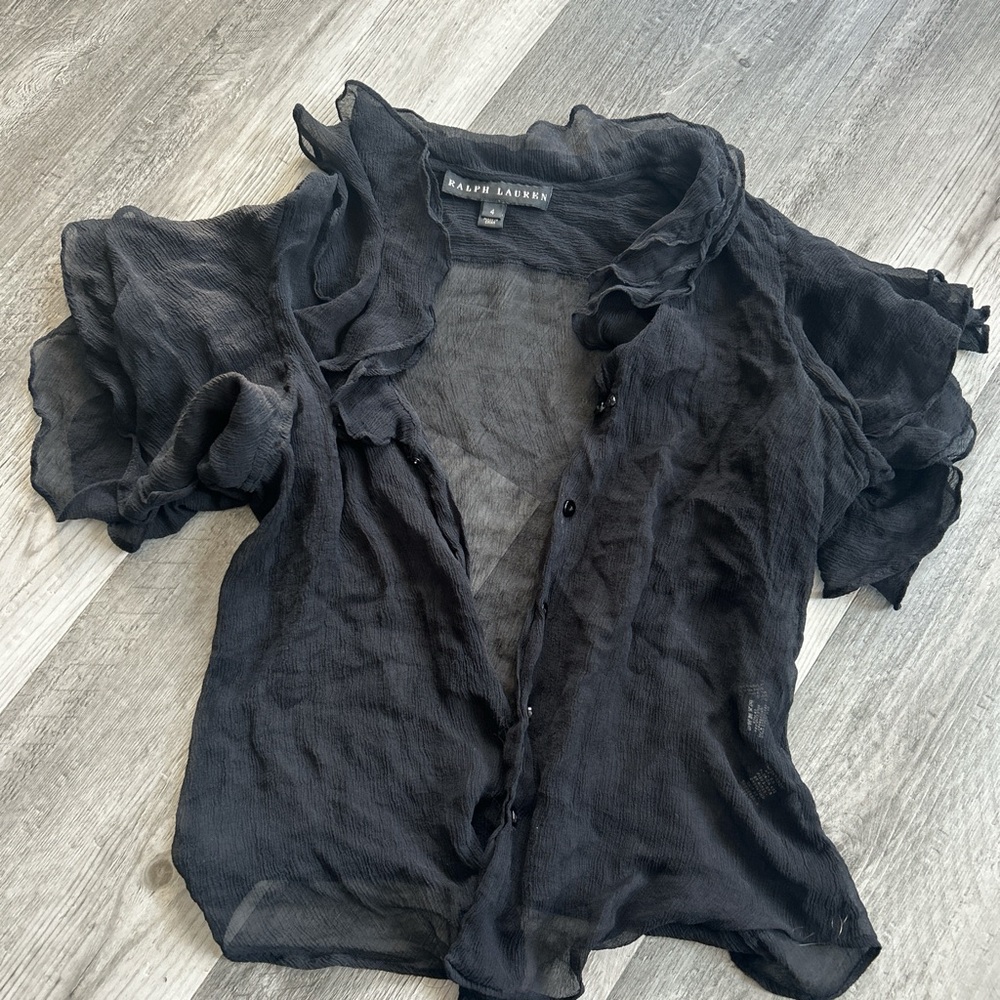 Ralph Lauren Elegant Black Sheer Blouse